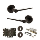 Senza Pari Laviano Door Handle Pack (3 Lever Lock Set - 2.5" CE Sashlock, 4" Fire Rated Hinges x3) - Urban Dark Bronze - ADPSPR180UDB16 - Choice Handles
