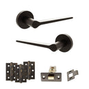 Senza Pari Laviano Door Handle Pack (Latch Set - 2.5" CE Latch, 3" Fire Rated Hinges x3) - Urban Dark Bronze - ADPSPR180UDB1 - Choice Handles