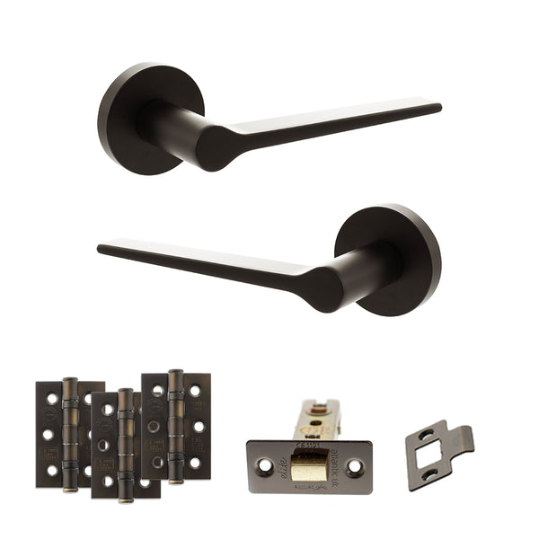 Senza Pari Laviano Door Handle Pack (Latch Set - 3" CE Latch, 3" Fire Rated Hinges x3) - Urban Dark Bronze - ADPSPR180UDB2