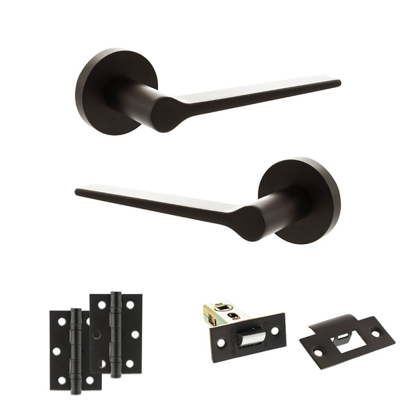 Senza Pari Laviano Door Handle Pack (Latch Set - 2.5" Latch, 3" Hinges x2) - Urban Dark Bronze - ADPSPR180UDB7