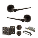 Senza Pari Laviano Door Handle Pack (Bathroom Set - 2.5" CE Bathroom Lock, 3" Fire Rated Hinges x3) - Urban Dark Bronze - ADPSPR180UDB8 - Choice Handles