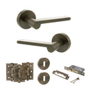 Senza Pari Darrio Door Handle Pack (3 Lever Lock Set - 2.5" CE Sashlock, 3" Fire Rated Hinges x3) - Antique Brass - ADPSPRO218AB14 - Choice Handles