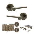 Senza Pari Darrio Door Handle Pack (3 Lever Lock Set - 2.5" CE Sashlock, 4" Fire Rated Hinges x3) - Antique Brass - ADPSPRO218AB16 - Choice Handles