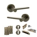 Senza Pari Darrio Door Handle Pack (Euro Lock Set - 2.5" CE Sashlock, 4" Slim Knuckle Hinges x2) - Antique Brass - ADPSPRO218AB24 - Choice Handles