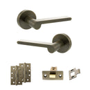 Senza Pari Darrio Door Handle Pack (Latch Set - 2.5" CE Latch, 4" Slim Knuckle Hinges x2) - Antique Brass - ADPSPRO218AB5 - Choice Handles