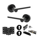 Senza Pari Darrio Door Handle Pack (Euro Lock Set - 2.5" CE Sashlock, 3" Fire Rated Hinges x3) - Matt Black - ADPSPRO218MB20 - Choice Handles