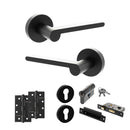 Senza Pari Darrio Door Handle Pack (Euro Lock Set - 2.5" CE Sashlock, 4" Slim Knuckle Hinges x2) - Matt Black - ADPSPRO218MB24 - Choice Handles
