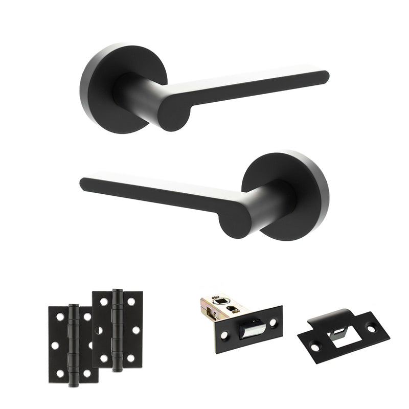Senza Pari Darrio Door Handle Pack (Latch Set - 2.5" Latch, 3" Hinges x2) - Matt Black - ADPSPRO218MB7