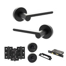 Senza Pari Darrio Door Handle Pack (Bathroom Set - 2.5" CE Bathroom Lock, 3" Fire Rated Hinges x3) - Matt Black - ADPSPRO218MB8 - Choice Handles