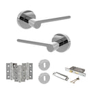 Senza Pari Darrio Door Handle Pack (3 Lever Lock Set - 3" CE Sashlock, 3" Fire Rated Hinges x3) - Polished Chrome - ADPSPRO218PC15 - Choice Handles