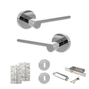 Senza Pari Darrio Door Handle Pack (3 Lever Lock Set - 2.5" CE Sashlock, 4" Slim Knuckle Hinges x2) - Polished Chrome - ADPSPRO218PC18 - Choice Handles