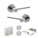 Senza Pari Darrio Door Handle Pack (3 Lever Lock Set - 3" CE Sashlock, 4" Slim Knuckle Hinges x2) - Polished Chrome - ADPSPRO218PC19 - Choice Handles