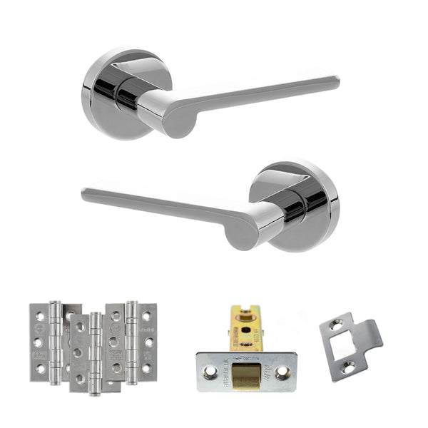 Senza Pari Darrio Door Handle Pack (Latch Set - 2.5" CE Latch, 3" Fire Rated Hinges x3) - Polished Chrome - ADPSPRO218PC1