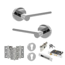 Senza Pari Darrio Door Handle Pack (Euro Lock Set - 3" CE Sashlock, 3" Fire Rated Hinges x3) - Polished Chrome - ADPSPRO218PC21 - Choice Handles