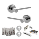 Senza Pari Darrio Door Handle Pack (Euro Lock Set - 3" CE Sashlock, 4" Fire Rated Hinges x3) - Polished Chrome - ADPSPRO218PC23 - Choice Handles
