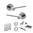 Senza Pari Darrio Door Handle Pack (Euro Lock Set - 2.5" CE Sashlock, 4" Slim Knuckle Hinges x2) - Polished Chrome - ADPSPRO218PC24 - Choice Handles