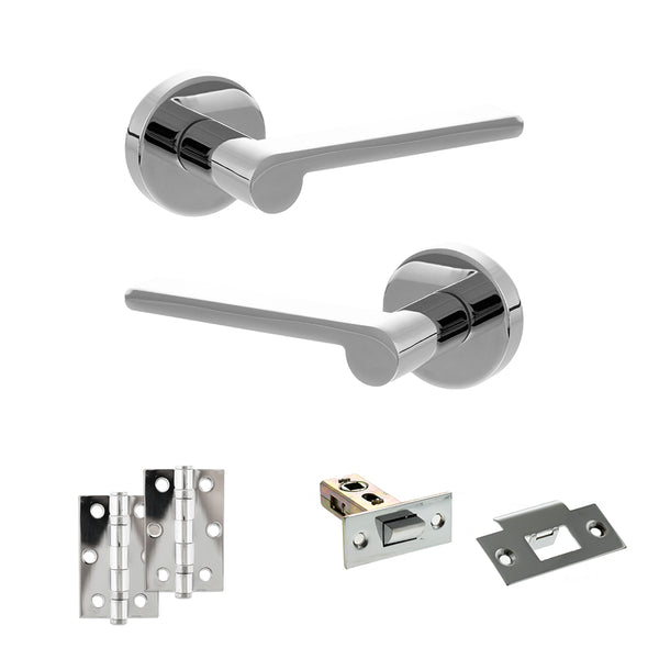 Senza Pari Darrio Door Handle Pack (Latch Set - 2.5" Latch, 3" Hinges x2) - Polished Chrome - ADPSPRO218PC7