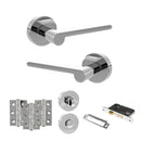 Senza Pari Darrio Door Handle Pack (Bathroom Set - 2.5" CE Bathroom Lock, 3" Fire Rated Hinges x3) - Polished Chrome - ADPSPRO218PC8 - Choice Handles