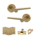 Senza Pari Darrio Door Handle Pack (Latch Set - 2.5" CE Latch, 4" Fire Rated Hinges x3) - Satin Brass - ADPSPRO218SB3 - Choice Handles