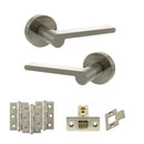 Senza Pari Darrio Door Handle Pack (Latch Set - 2.5" CE Latch, 3" Fire Rated Hinges x3) - Satin Nickel - ADPSPRO218SN1 - Choice Handles