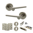 Senza Pari Darrio Door Handle Pack (Euro Lock Set - 2.5" CE Sashlock, 3" Fire Rated Hinges x3) - Satin Nickel - ADPSPRO218SN20 - Choice Handles