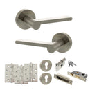 Senza Pari Darrio Door Handle Pack (Euro Lock Set - 2.5" CE Sashlock, 4" Fire Rated Hinges x3) - Satin Nickel - ADPSPRO218SN22 - Choice Handles