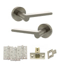 Senza Pari Darrio Door Handle Pack (Latch Set - 3" CE Latch, 4" Fire Rated Hinges x3) - Satin Nickel - ADPSPRO218SN4 - Choice Handles