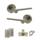 Senza Pari Darrio Door Handle Pack (Latch Set - 2.5" CE Latch, 4" Slim Knuckle Hinges x2) - Satin Nickel - ADPSPRO218SN5 - Choice Handles