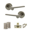 Senza Pari Darrio Door Handle Pack (Latch Set - 3" CE Latch, 4" Slim Knuckle Hinges x2) - Satin Nickel - ADPSPRO218SN6 - Choice Handles