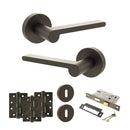 Senza Pari Darrio Door Handle Pack (3 Lever Lock Set - 2.5" CE Sashlock, 4" Fire Rated Hinges x3) - Urban Dark Bronze - ADPSPRO218UDB16 - Choice Handles