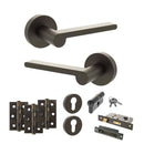 Senza Pari Darrio Door Handle Pack (Euro Lock Set - 2.5" CE Sashlock, 3" Fire Rated Hinges x3) - Urban Dark Bronze - ADPSPRO218UDB20 - Choice Handles