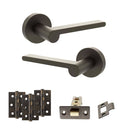 Senza Pari Darrio Door Handle Pack (Latch Set - 3" CE Latch, 3" Fire Rated Hinges x3) - Urban Dark Bronze - ADPSPRO218UDB2 - Choice Handles