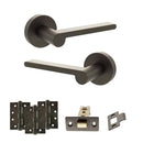 Senza Pari Darrio Door Handle Pack (Latch Set - 3" CE Latch, 4" Fire Rated Hinges x3) - Urban Dark Bronze - ADPSPRO218UDB4 - Choice Handles