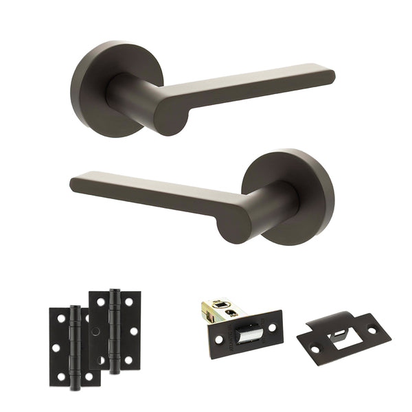 Senza Pari Darrio Door Handle Pack (Latch Set - 2.5" Latch, 3" Hinges x2) - Urban Dark Bronze - ADPSPRO218UDB7