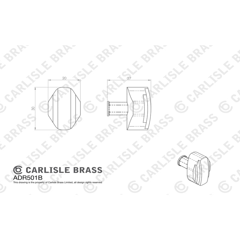 Carlisle Brass - Art Deco Knob 30mm - Polished Chrome - ADR501BCP - Choice Handles