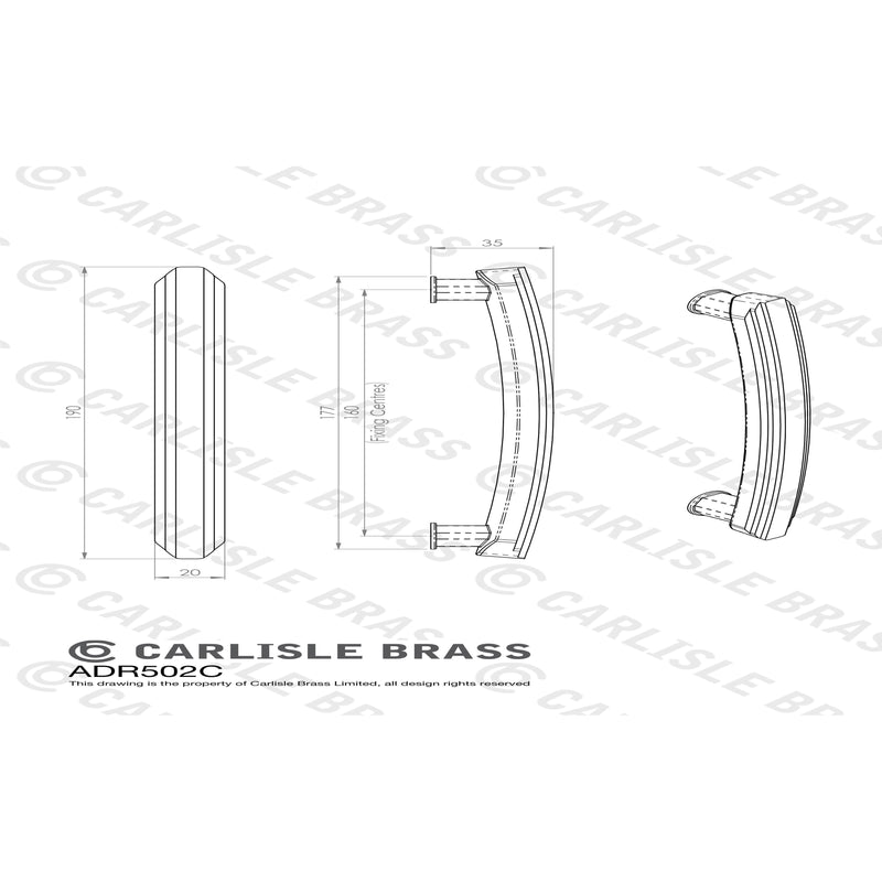 Carlisle Brass - Art Deco Handle 160mm - Matt Black - ADR502CMB