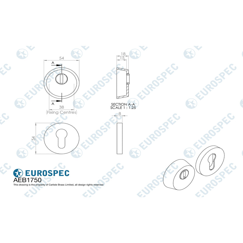 Eurospec - 2 Star Security Escutcheon Set - Satin Stainless Steel - AEB1750SSS - Choice Handles