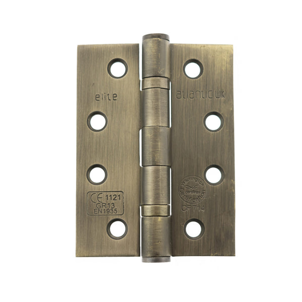 Atlantic Ball Bearing Hinges Grade 13 Fire Rated 4" x 3" x 3mm - Matt Antique Brass - AH1433MAB - Pair - Choice Handles