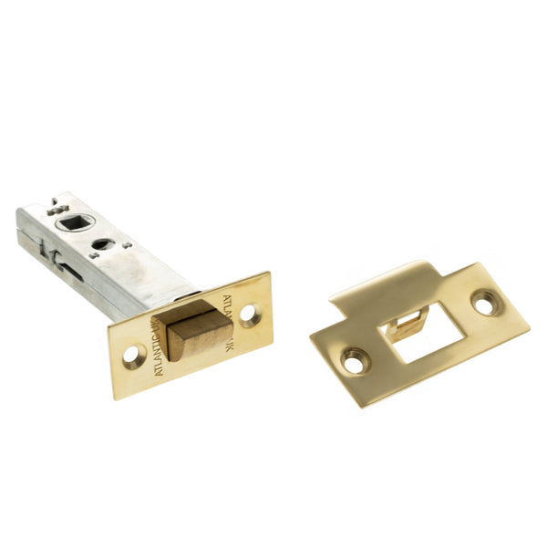 Atlantic Heavy Duty Bolt Through Tubular Latch 4" - Raw Brass - AL4RB - Choice Handles