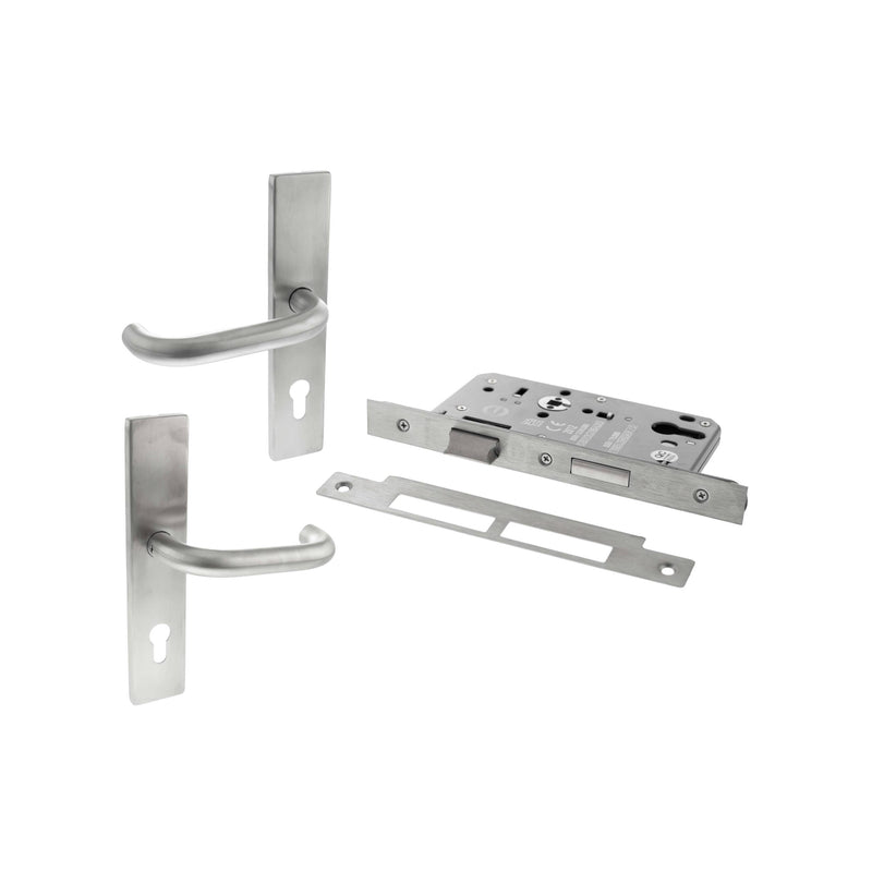 Atlantic DIN Euro Profile Escape Sashlock Double Throw with RTD lever 60mm backset - Satin Stainless Steel - ALKDINESCS60SSS - Choice Handles
