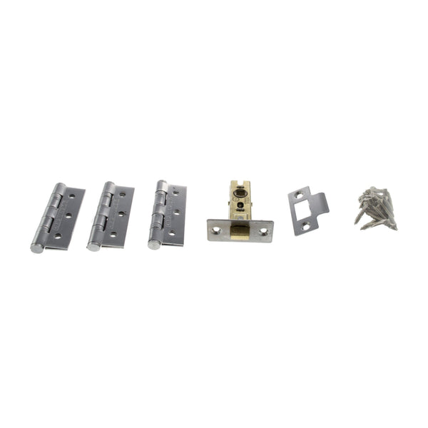 Atlantic Latch Pack [CE] 2.5" (Latch x1) + 3"x2" (Hinge x3) - Polished Chrome - ALP2532PC - Choice Handles