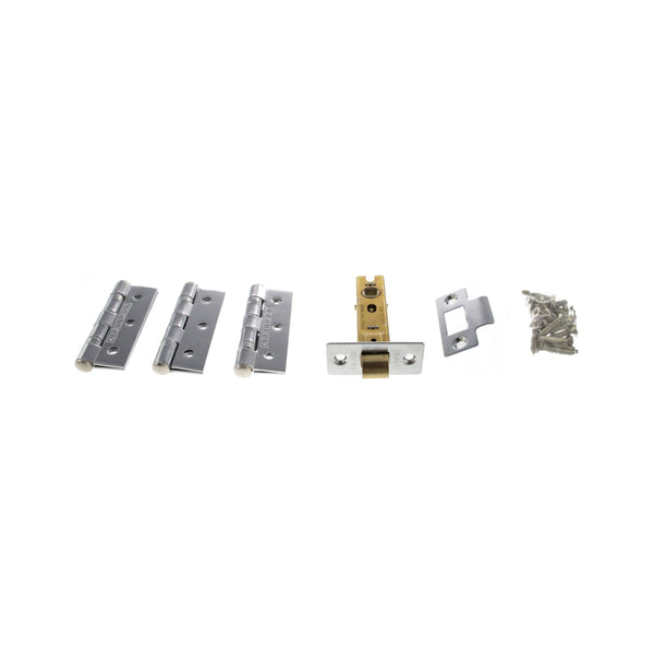 Atlantic Latch Pack [CE] 3" (Latch x1) + 3"x2" (Hinge x3) - Polished Chrome - ALP332PC - Choice Handles
