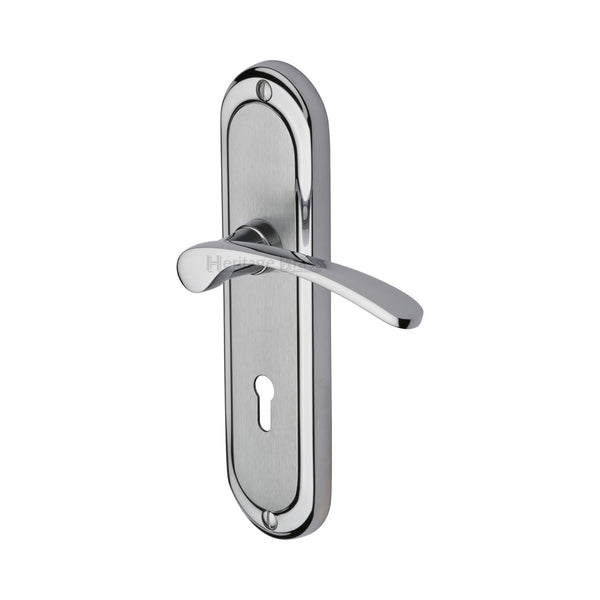 Heritage Brass Door Handle Lever Lock Ambassador Design Apollo finish - AMB6200-AP - Choice Handles
