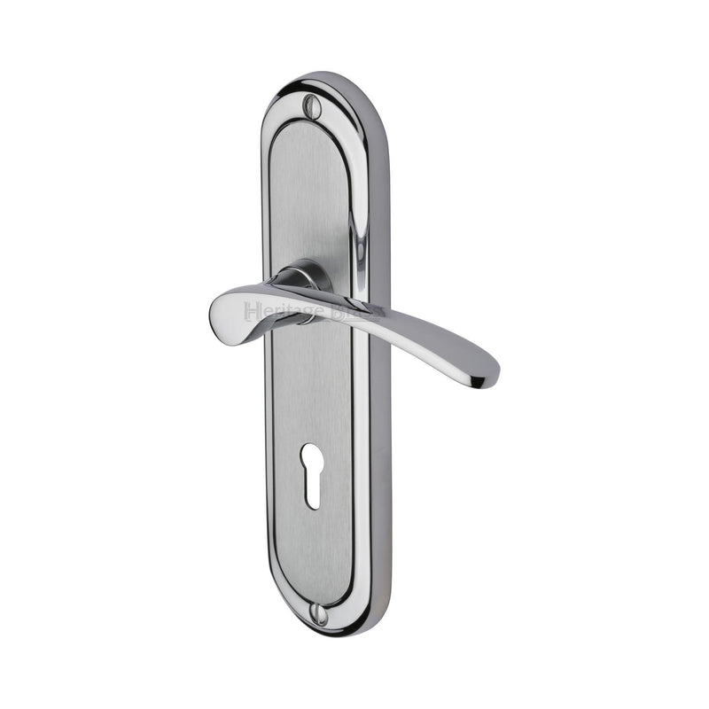 Heritage Brass Door Handle Lever Lock Ambassador Design Apollo finish - AMB6200-AP - Choice Handles