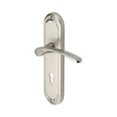 Heritage Brass Door Handle Lever Lock Ambassador Design Satin Nickel finish - AMB6200-SN - Choice Handles