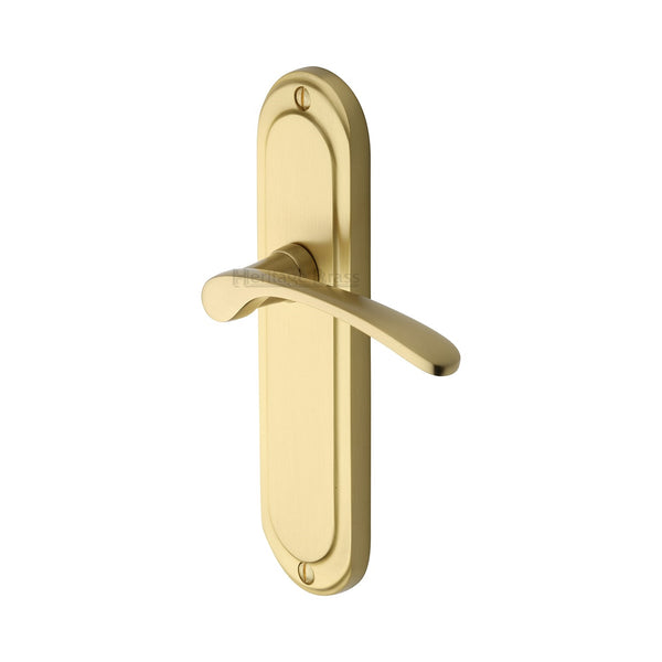 Heritage Brass Door Handle Lever Latch Ambassador Design Satin Brass Finish - AMB6210-SB - Choice Handles