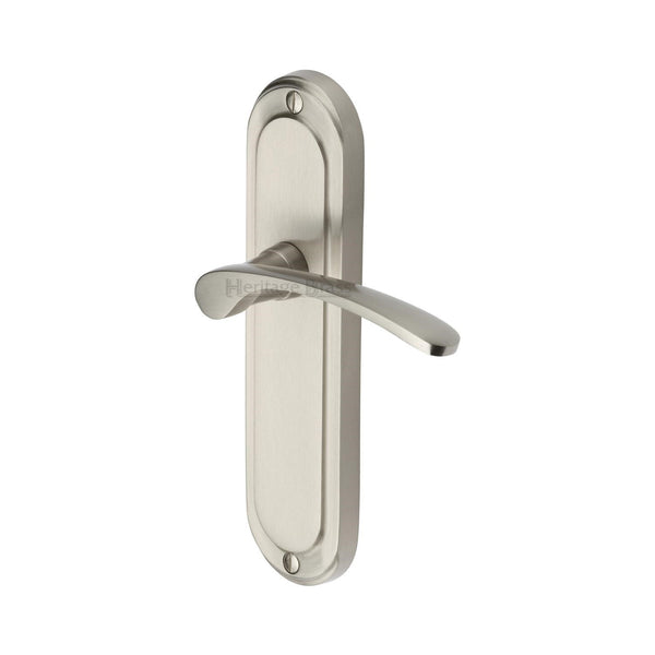 Heritage Brass Door Handle Lever Latch Ambassador Design Satin Nickel finish - AMB6210-SN - Choice Handles