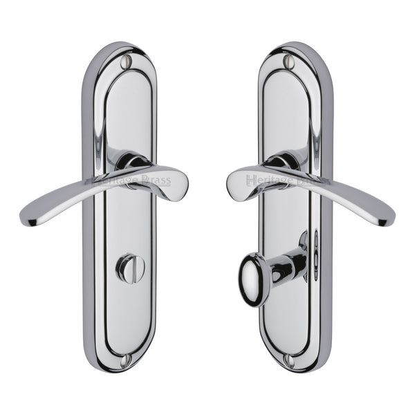 Heritage Brass Door Handle for Bathroom Ambassador Design Polished Chrome finish - AMB6230-PC - Choice Handles