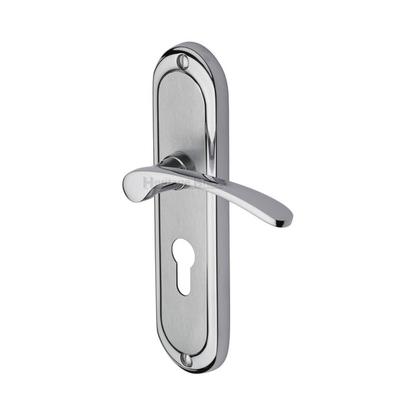 Heritage Brass Door Handle for Euro Profile Plate Ambassador Design Apollo finish - AMB6248-AP - Choice Handles