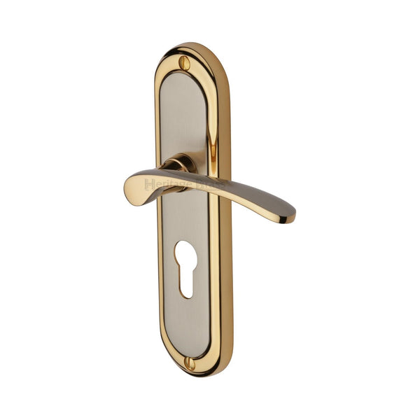 Heritage Brass Door Handle for Euro Profile Plate Ambassador Design Jupiter finish - AMB6248-JP - Choice Handles